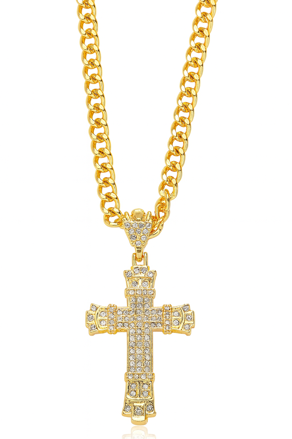 ✟ Cross Pendant Cuban Link Chain – 20”