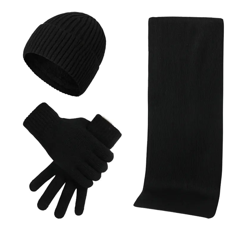 Warm  Knitted Hat, Scarf, and Gloves Set