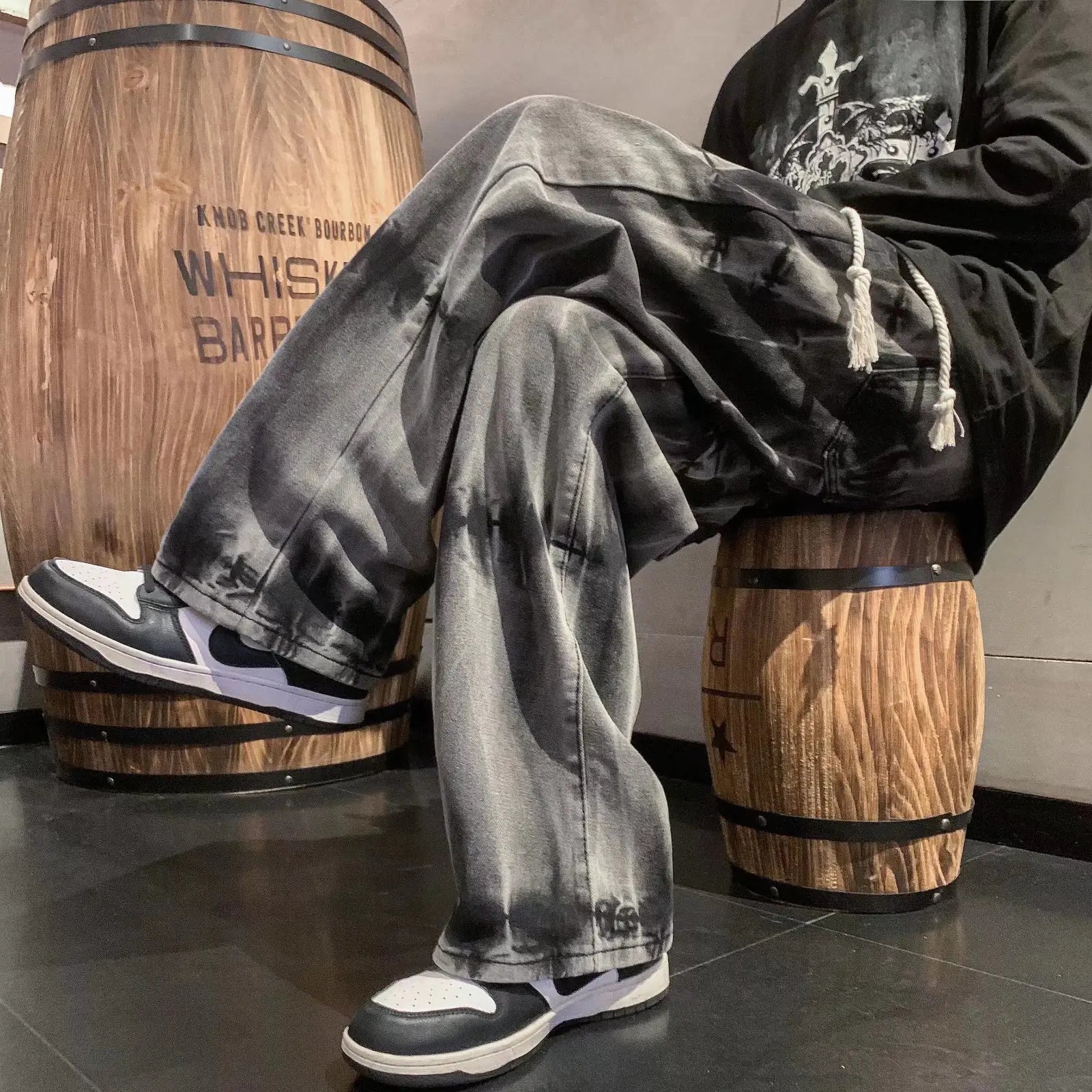 Harajuku Wind Retro Tie-Dye Baggy Denim Pants