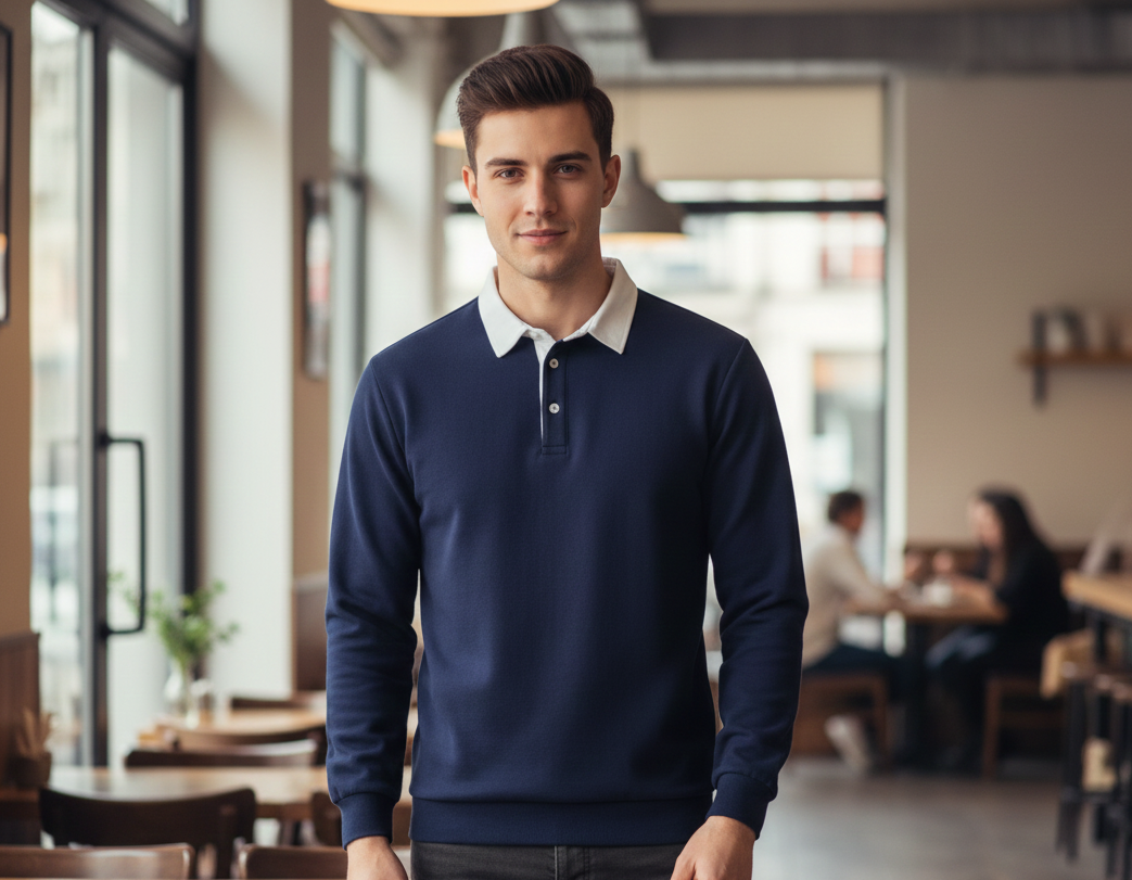 Men's Casual Polo Collar Sweater