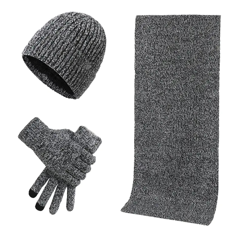 Warm  Knitted Hat, Scarf, and Gloves Set