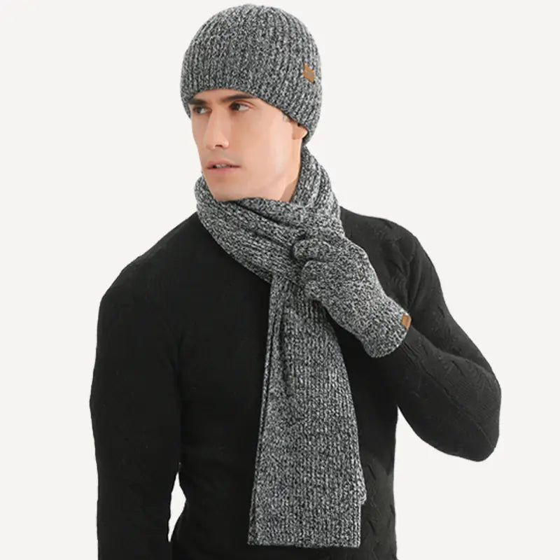Warm  Knitted Hat, Scarf, and Gloves Set