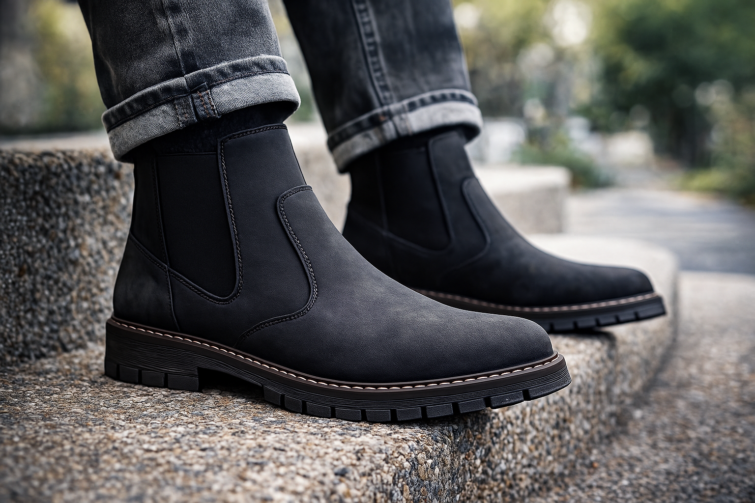 Men’s Black Nubuck Chelsea Boots