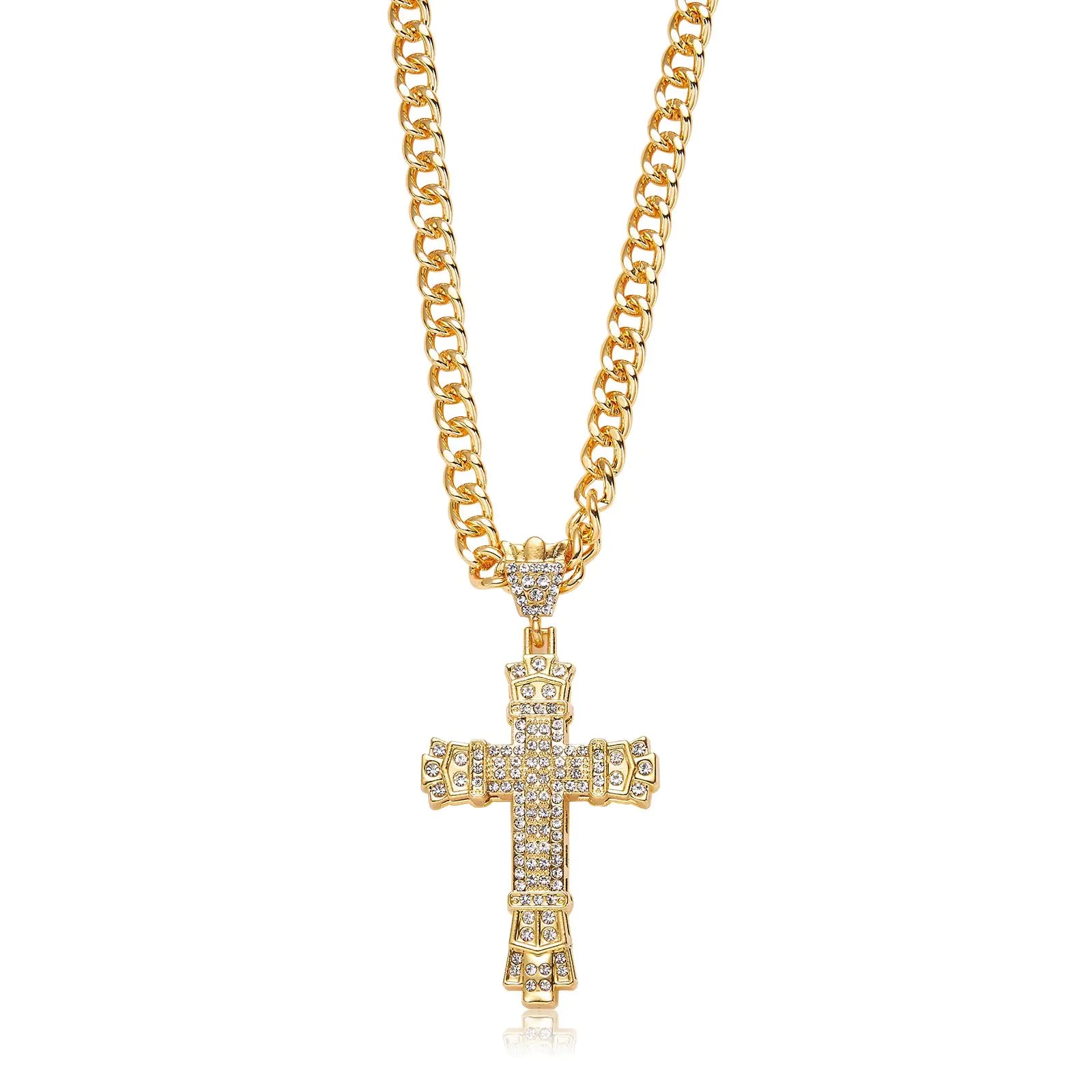 ✟ Cross Pendant Cuban Link Chain – 20”