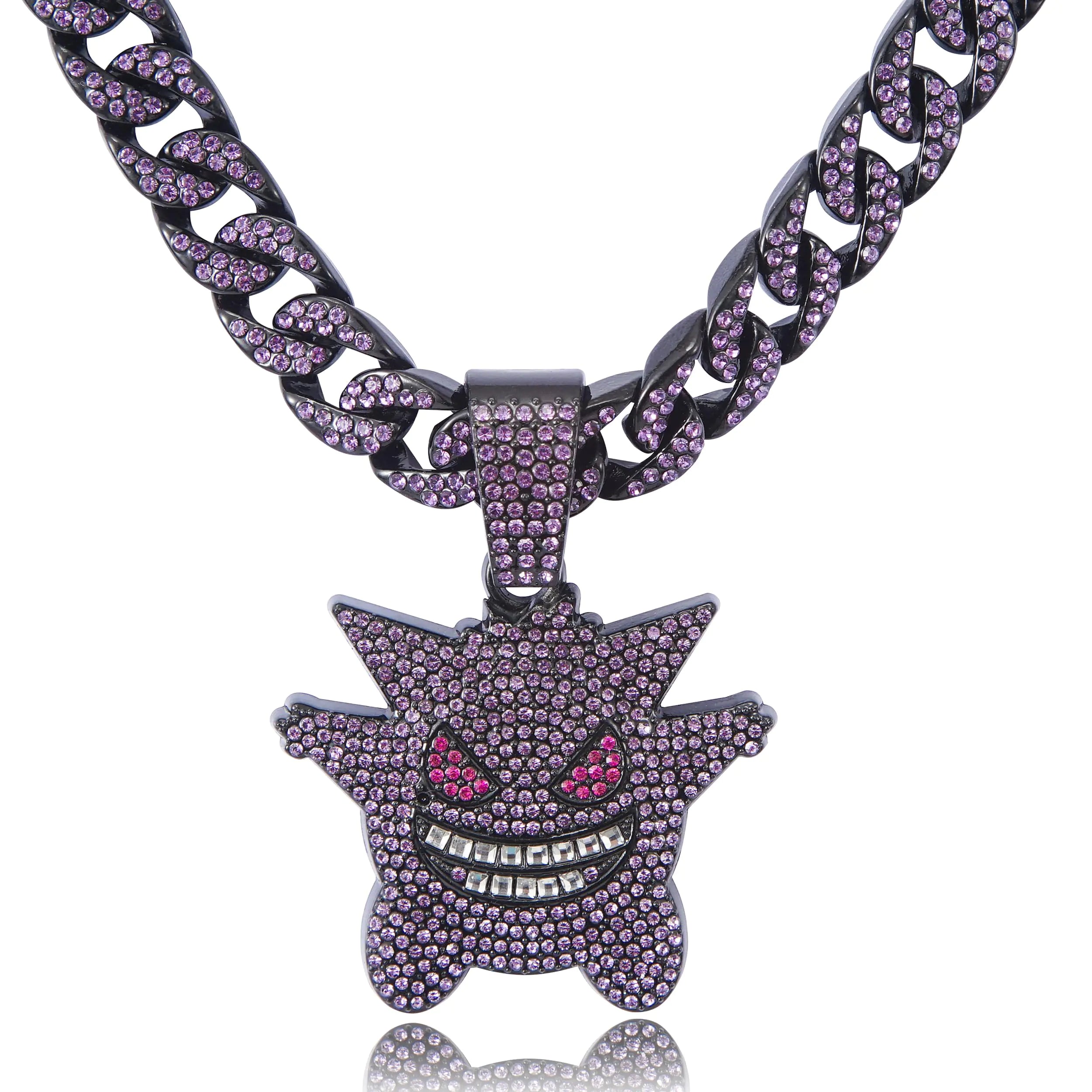 🟣 Iced-Out Gengar-Inspired Cuban Link Chain (13MM)